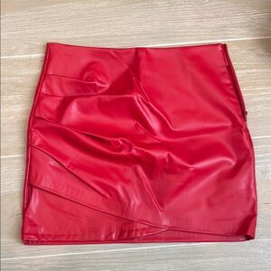Zara Red Faux Leather Mini Skirt
